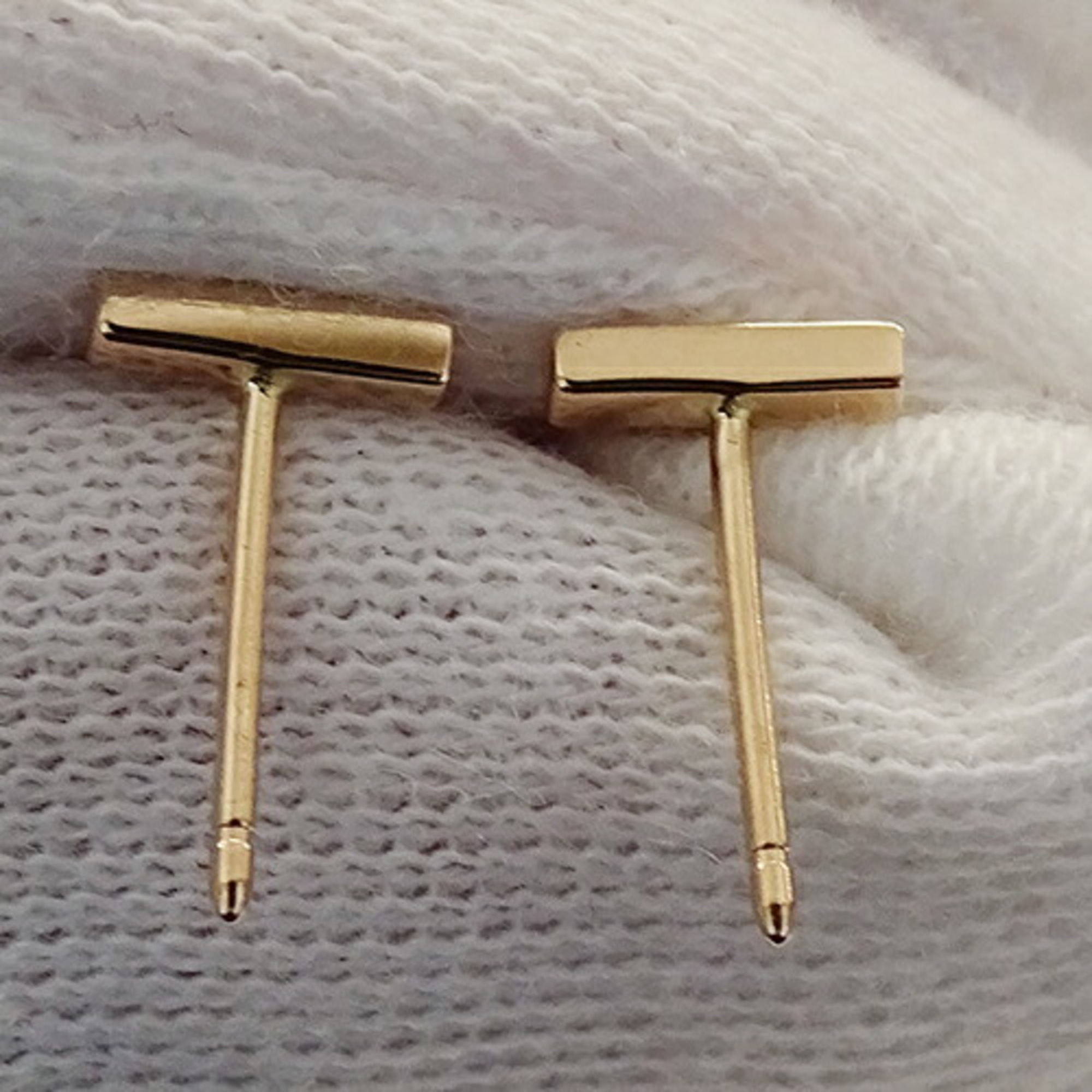 Tiffany & Co. Earrings for Women, 750PG T-Wire Bar, Pink Gold, Polished
