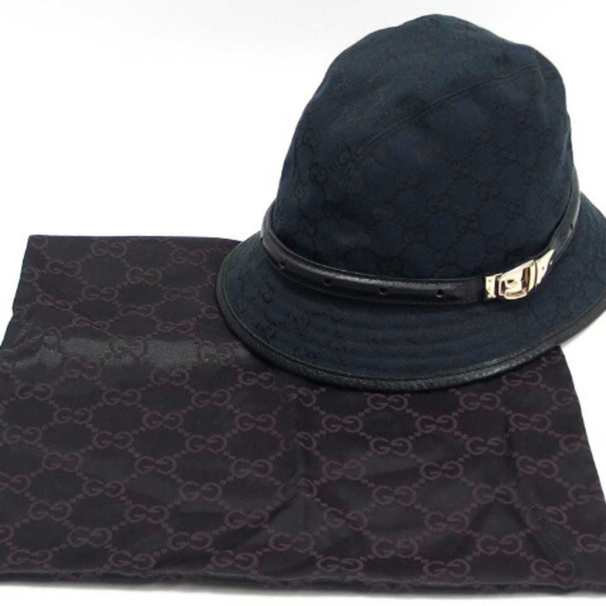 Gucci GG canvas bucket hat with belt design in black
