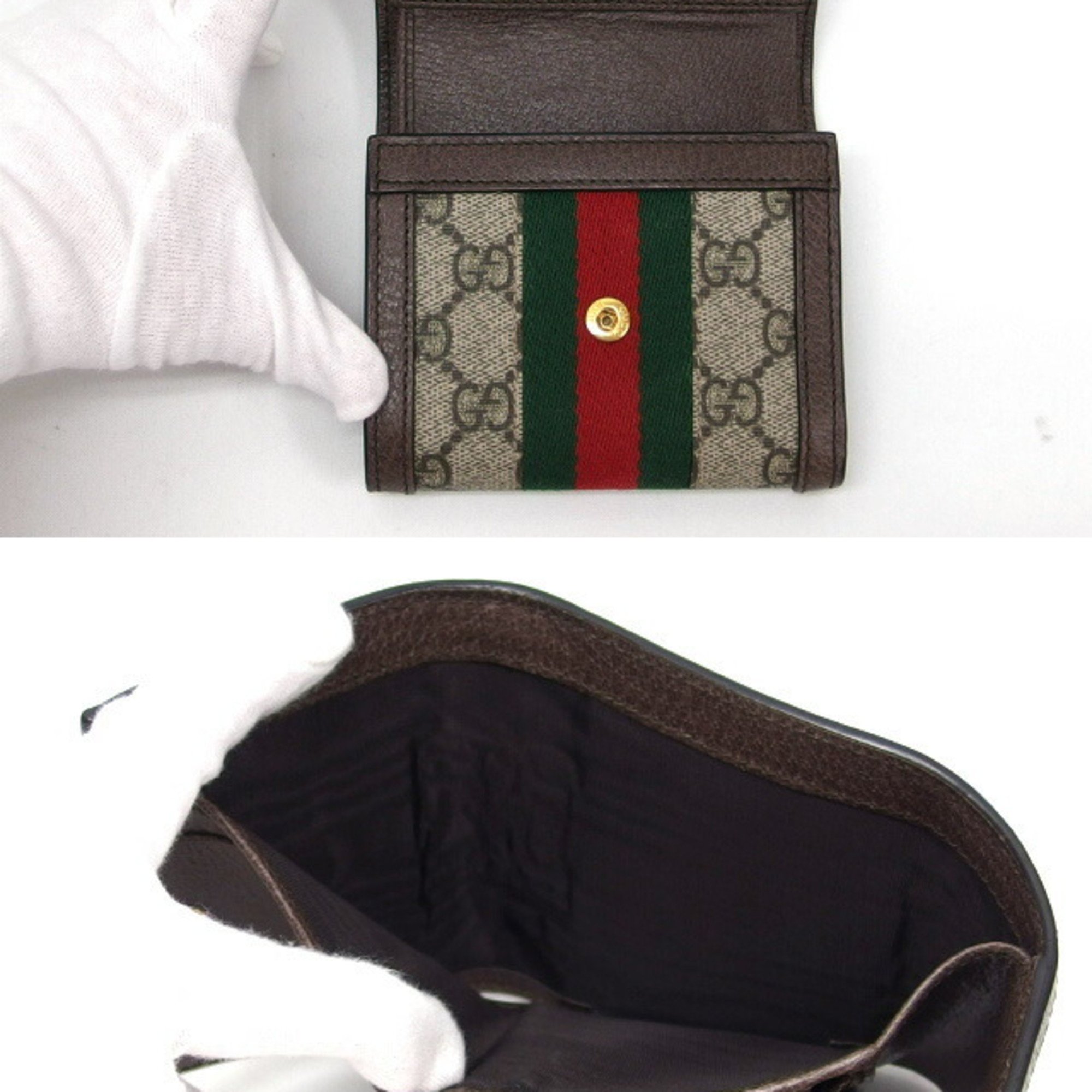 Gucci Ophidia Sherry Line Tri-Fold Compact Wallet