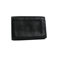LOEWE Business Card Holder, Bi-fold, Black Leather, Men's, Compact, Bi-fold