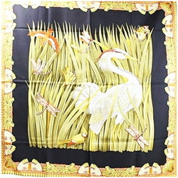 Salvatore Ferragamo Silk Scarf Muffler Bird Pattern Ivory x Multicolor Women's