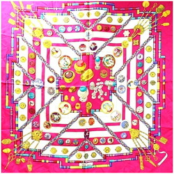 Hermes Silk Scarf Muffler Carre 90 "Pelile Main" Seamstress Pink HERMES Women's