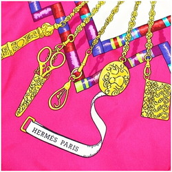 Hermes Silk Scarf Muffler Carre 90 "Pelile Main" Seamstress Pink HERMES Women's