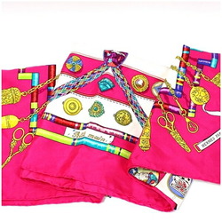 Hermes Silk Scarf Muffler Carre 90 "Pelile Main" Seamstress Pink HERMES Women's