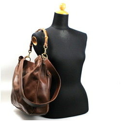 GUCCI Bamboo Handbag Shoulder Bag Leather Brown Women's