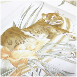 Salvatore Ferragamo Silk Rectangular Scarf Stole Shawl Animal and Plant Pattern Beige SALVATORE FERRAGAMO Women's Paper