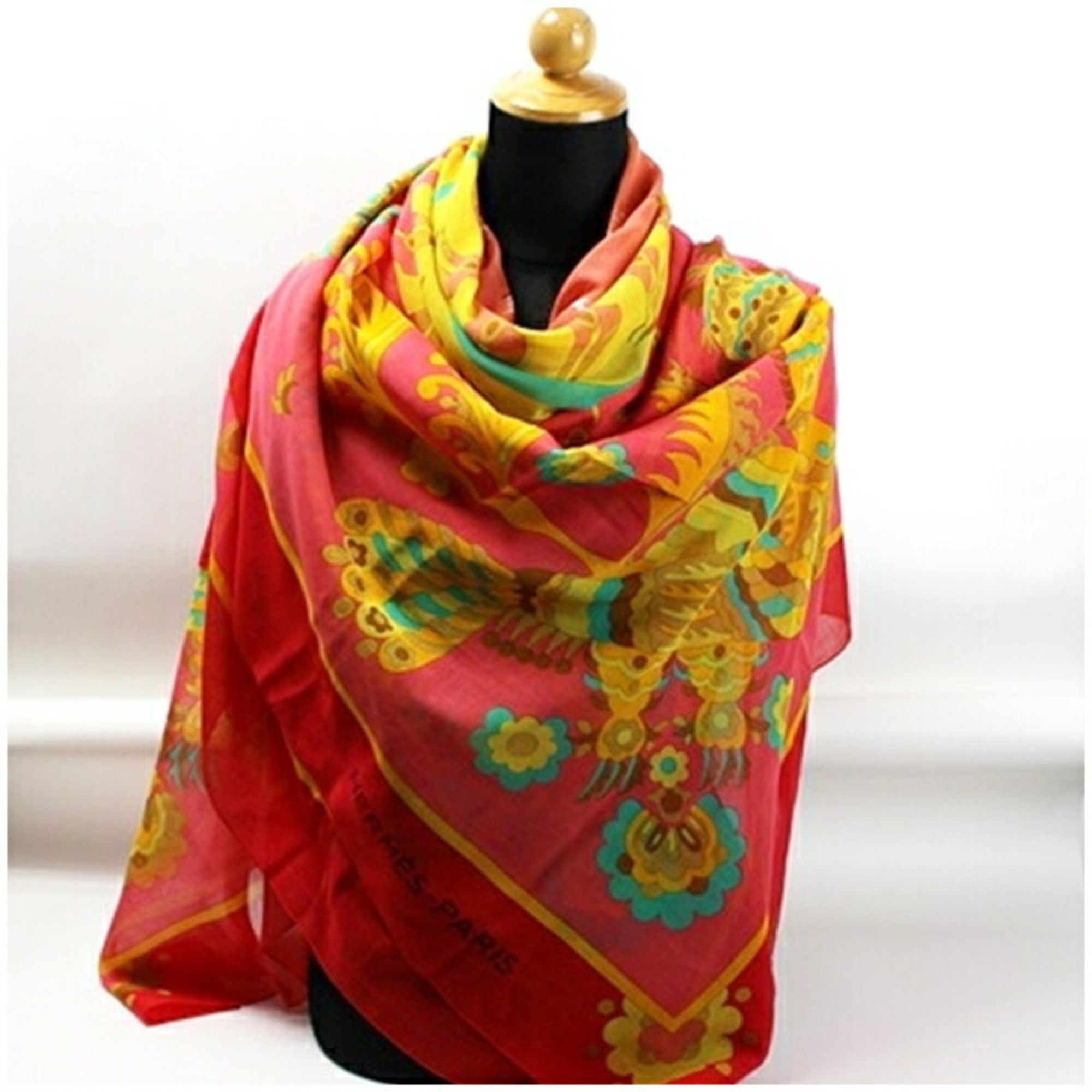 Hermes Large Scarf Muffler Red HERMES Women's