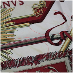 Hermes Scarf Muffler Carre 90 "LVDOVICVS MAGNVS" Louis XIV on a White Horse Red HERMES Women's