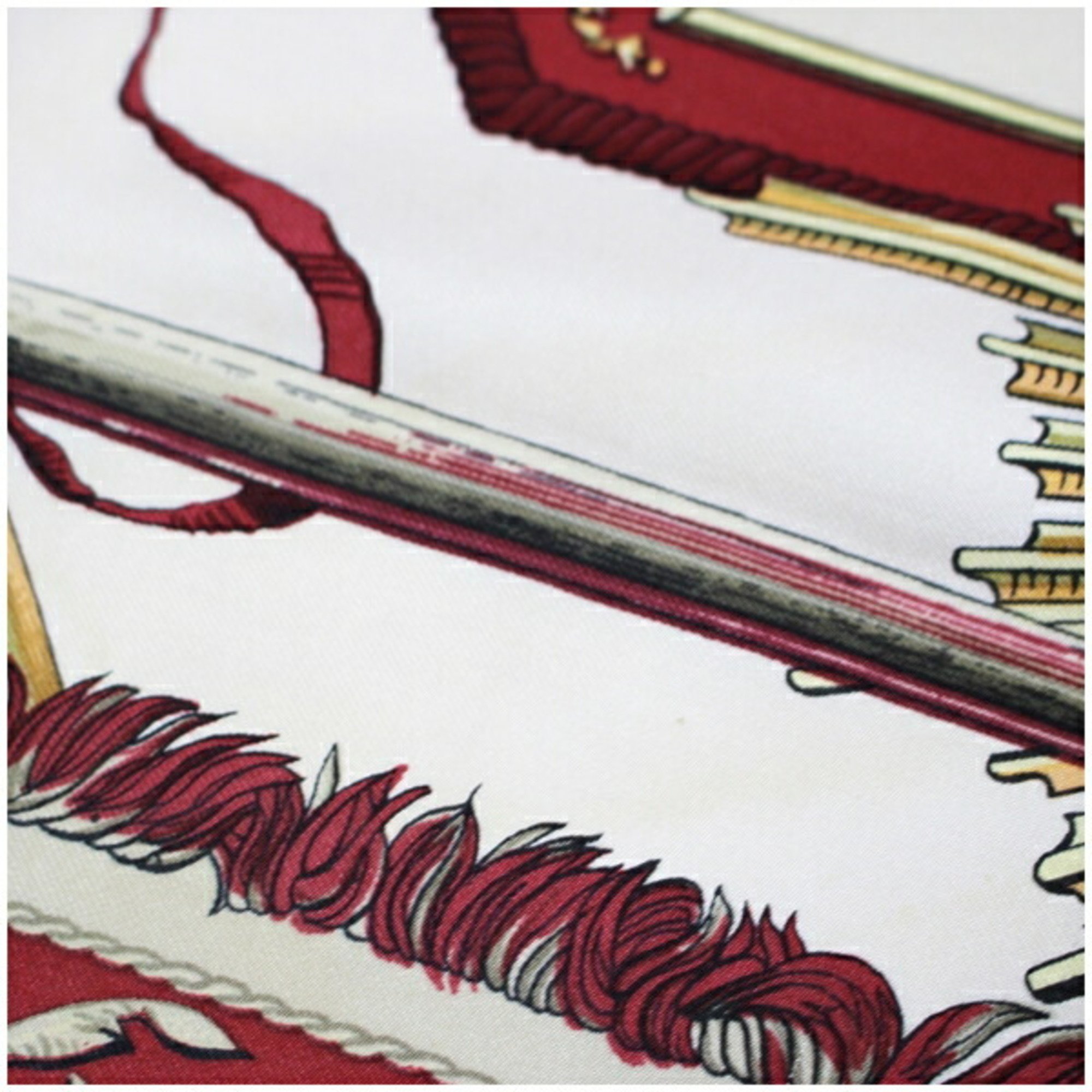 Hermes Scarf Muffler Carre 90 "LVDOVICVS MAGNVS" Louis XIV on a White Horse Red HERMES Women's