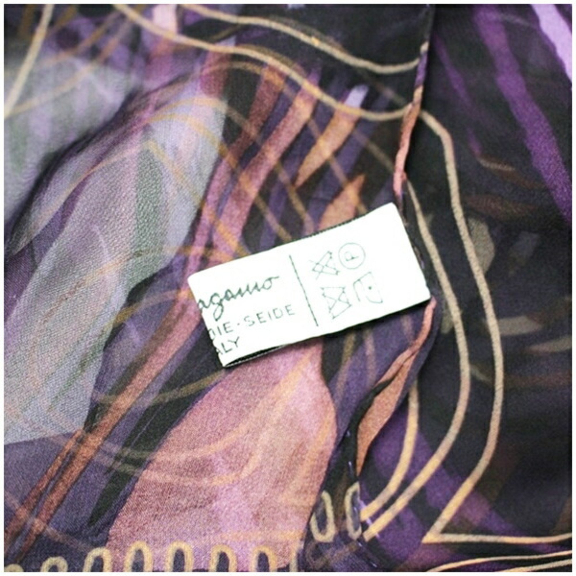 Salvatore Ferragamo Silk Scarf Muffler Rectangle Purple Women's Stole