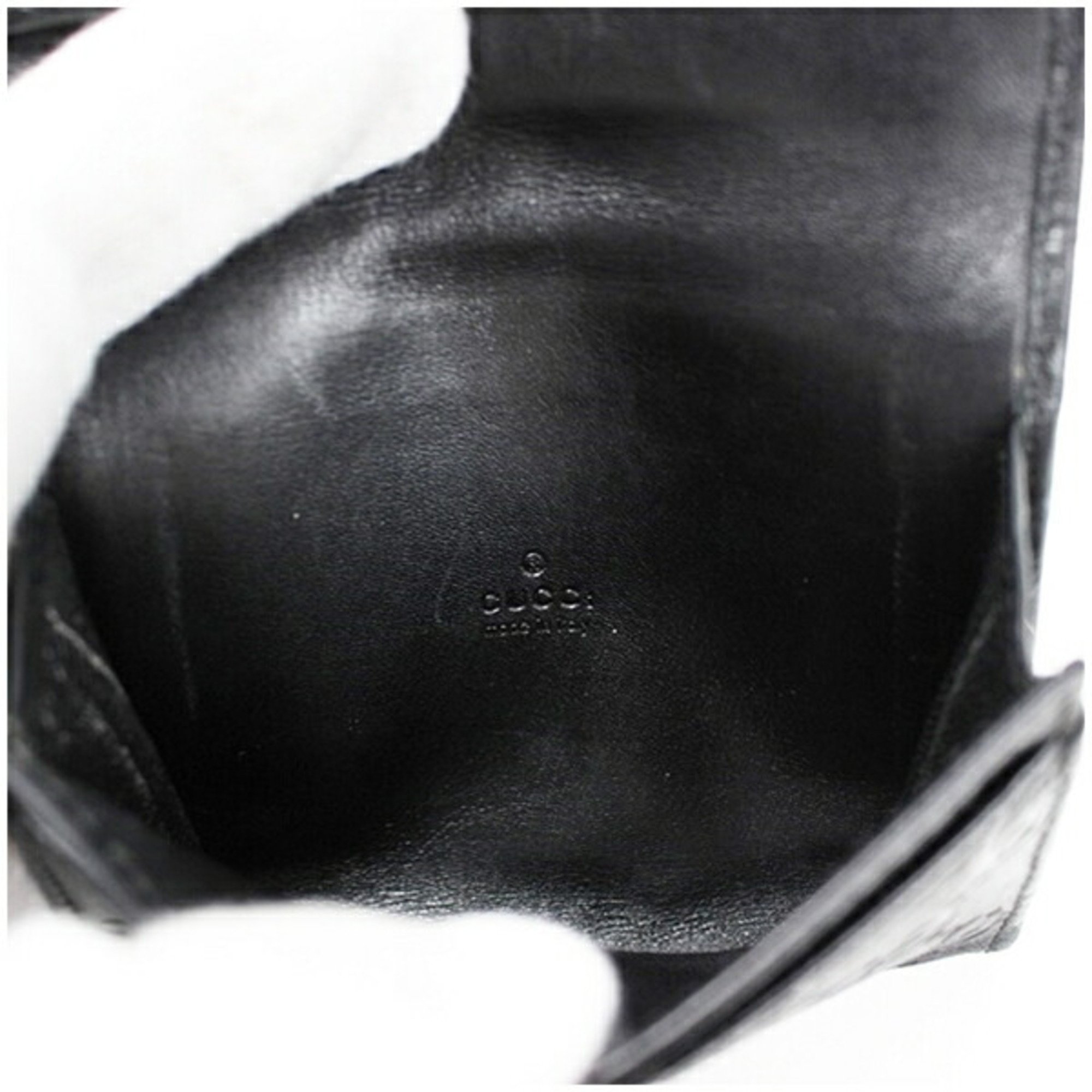 Gucci Shima Line Bifold Business Card Holder Pass Case Leather Black 120965 4276 Men's