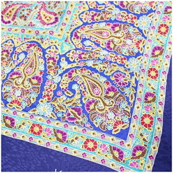 Yves Saint Laurent Silk Scarf Muffler Navy Paisley Pattern YVESSAINT LAURENT Women's YSL Kawabe