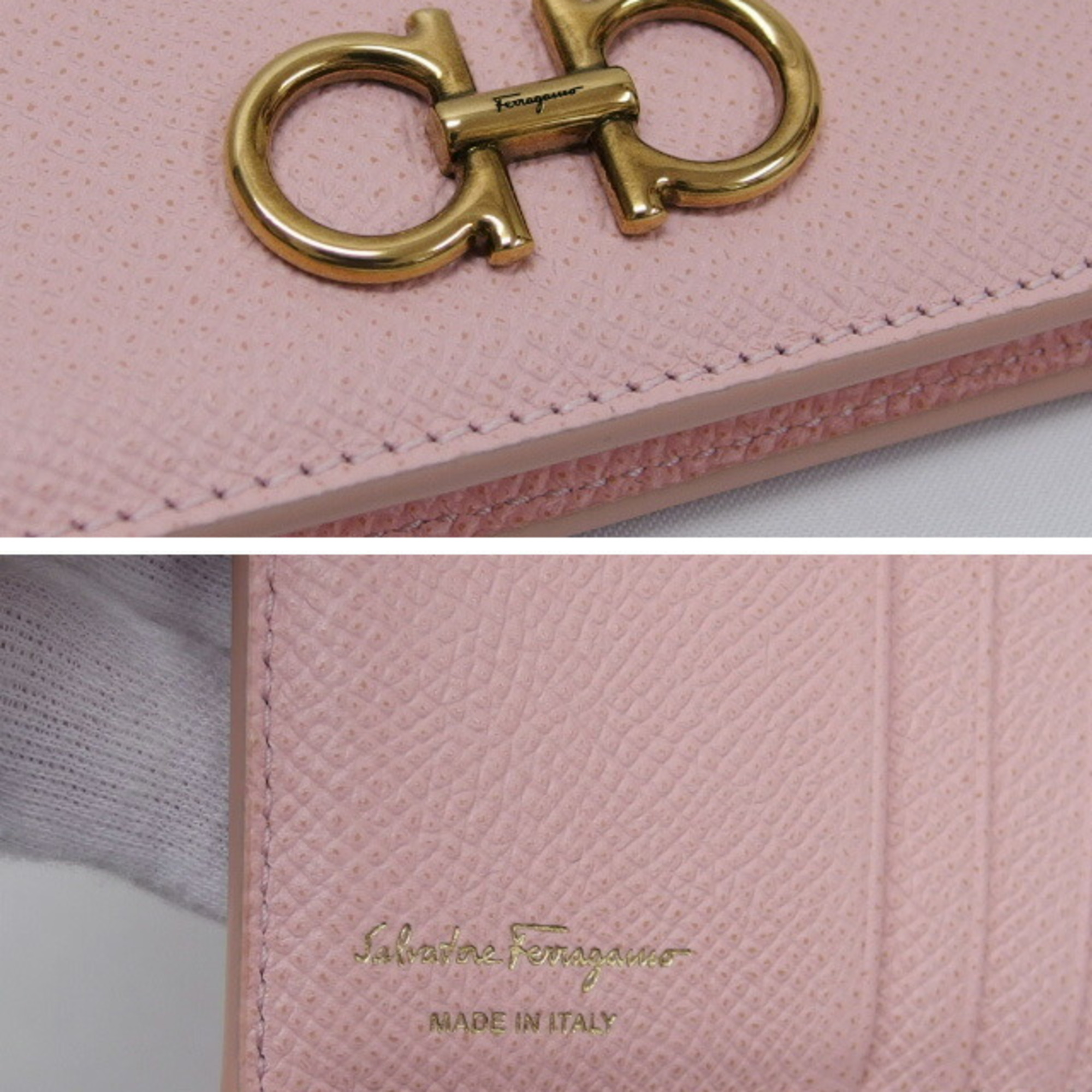 Salvatore Ferragamo Gancini Bi-fold Compact Wallet Light Pink