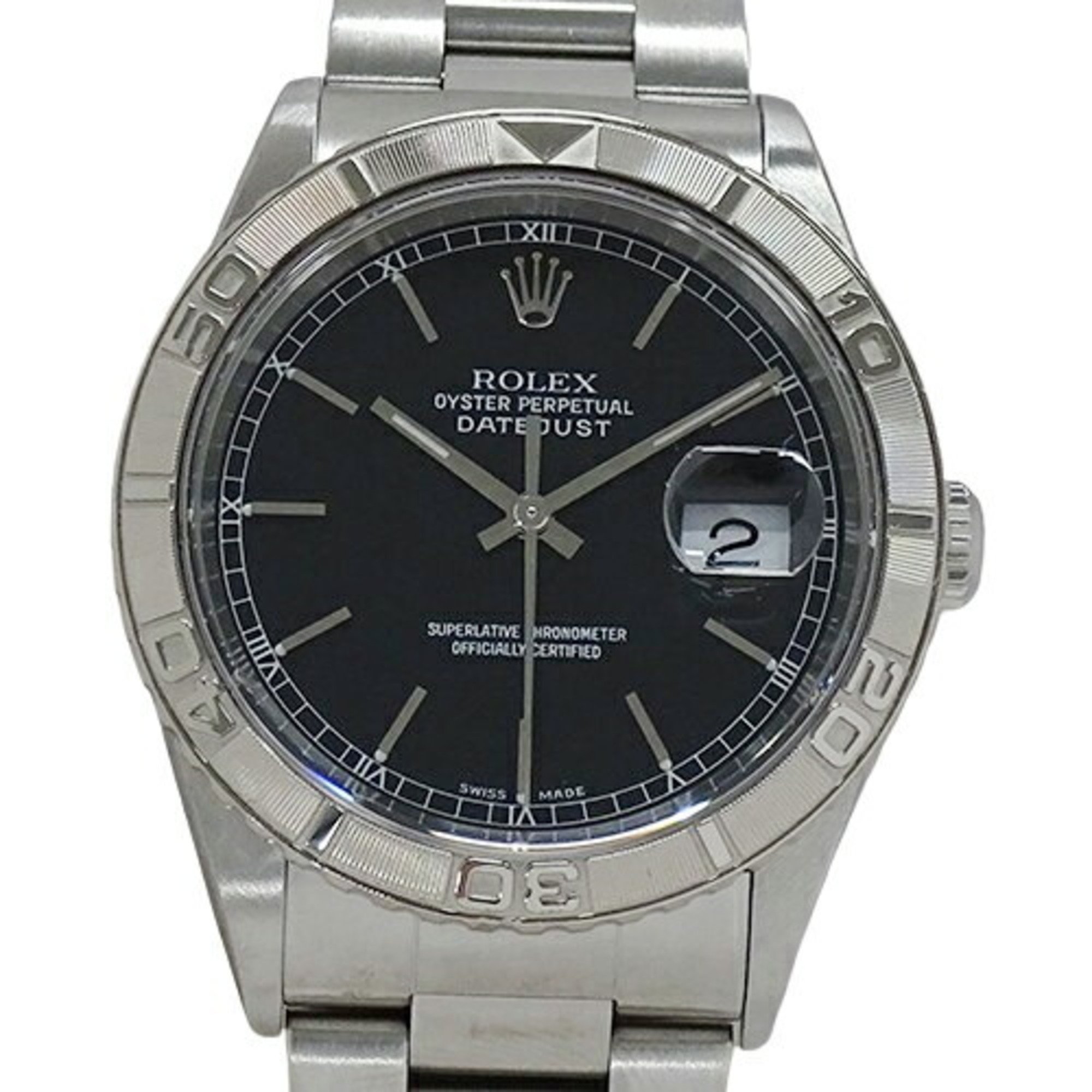 Rolex ROLEX Datejust Thunderbird 16264 Y serial number watch men's automatic AT stainless steel SS white gold WG silver black polished