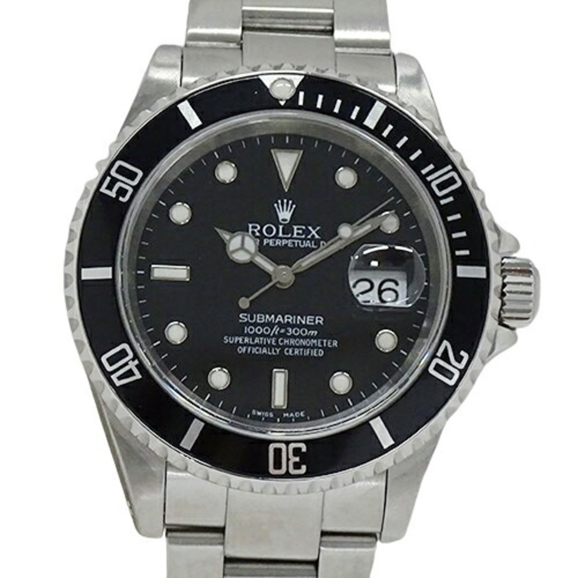 Rolex ROLEX Submariner Date 16610 K Series Men's Watch Automatic AT Stainless Steel SS Silver Black Polished