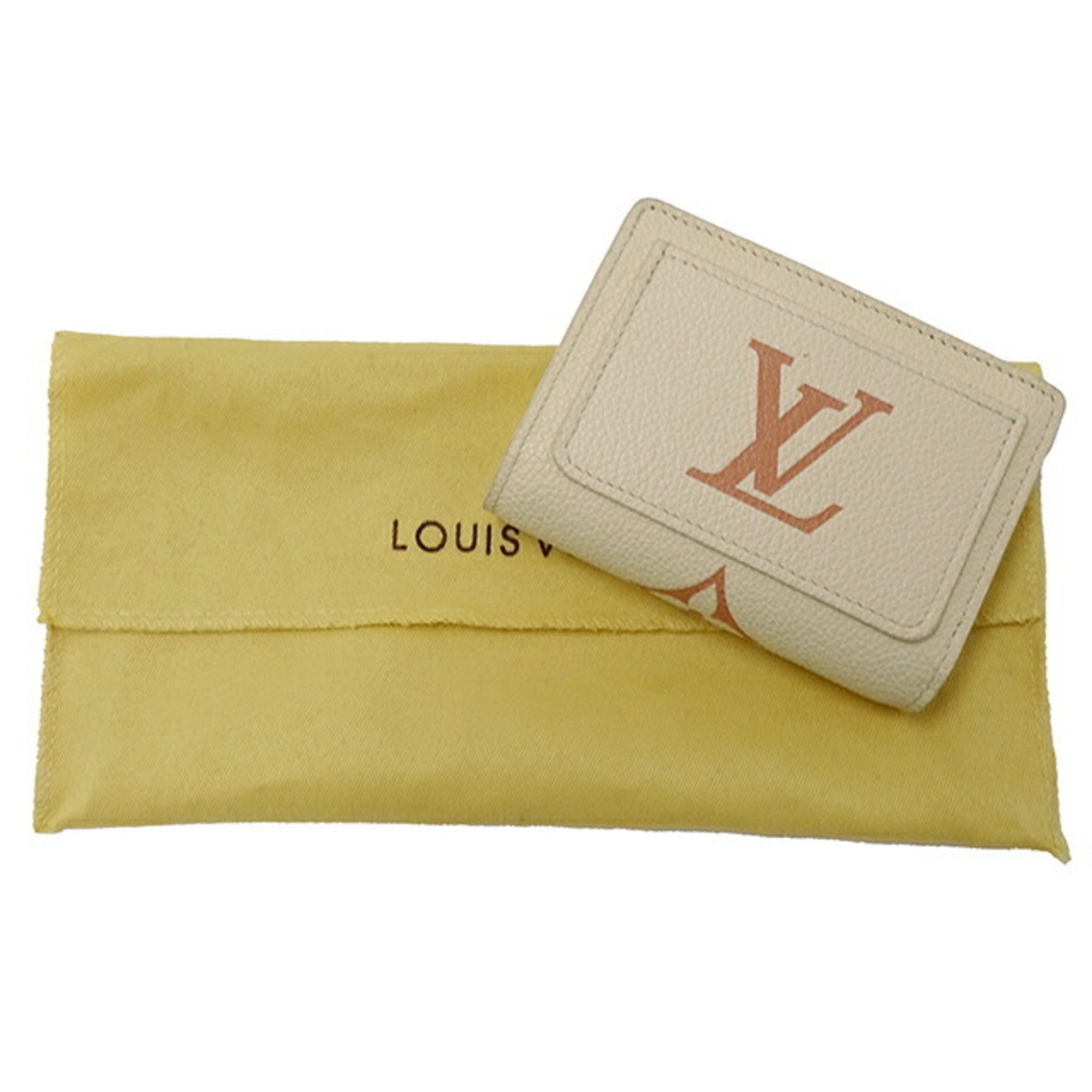 Louis Vuitton LOUIS VUITTON Wallet Monogram Empreinte Women's Bifold Portefeuille Que Creme Rose Trianon Beige M81927 Compact