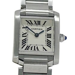Cartier Tank Francaise SM Ladies Watch Quartz Stainless Steel SS W51008Q3 Silver Ivory Polished