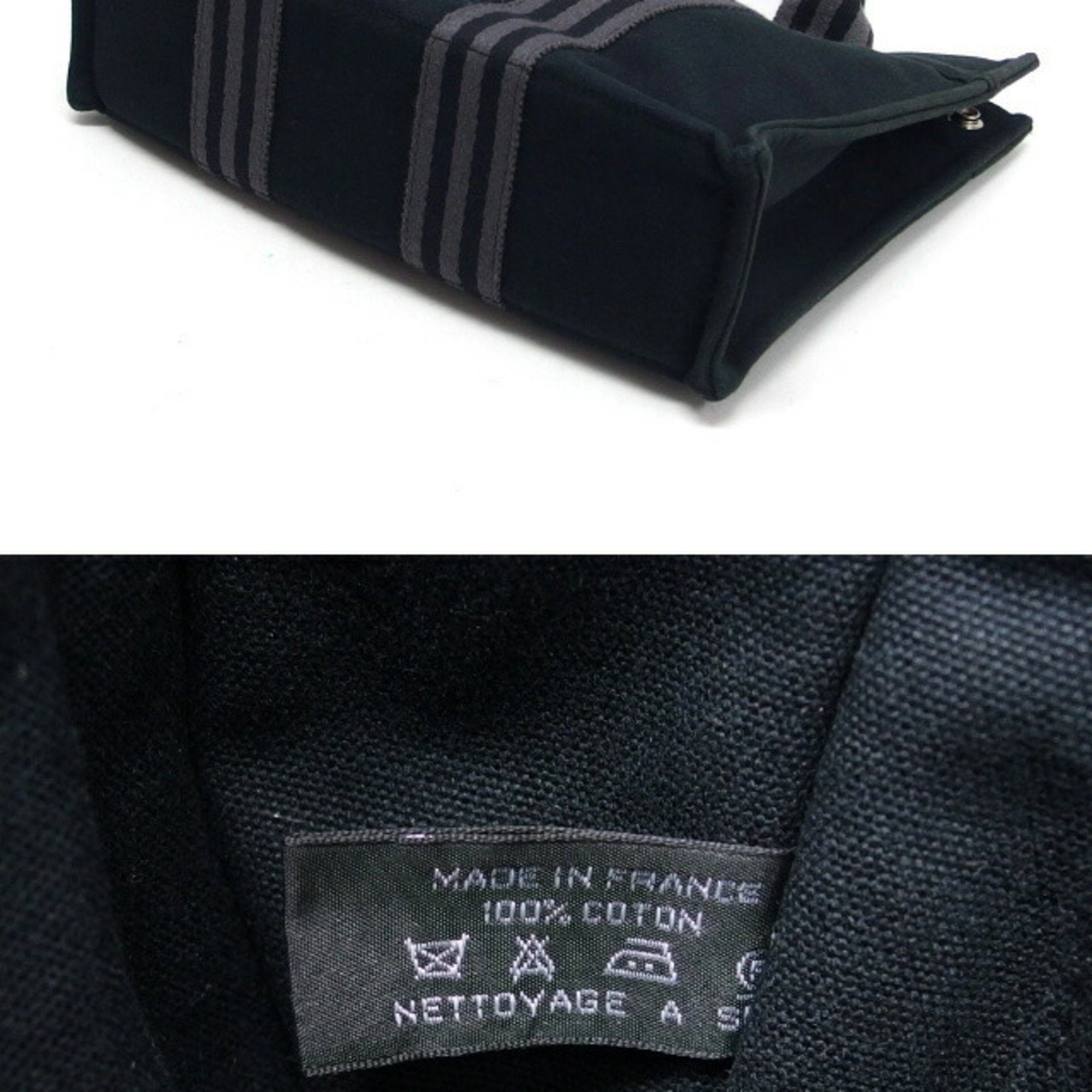 Hermes Fouleaux PM Tote Bag Black x Grey
