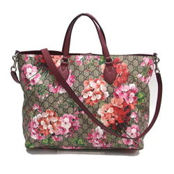 Gucci GG Supreme Blooms Tote Bag Beige x Pink