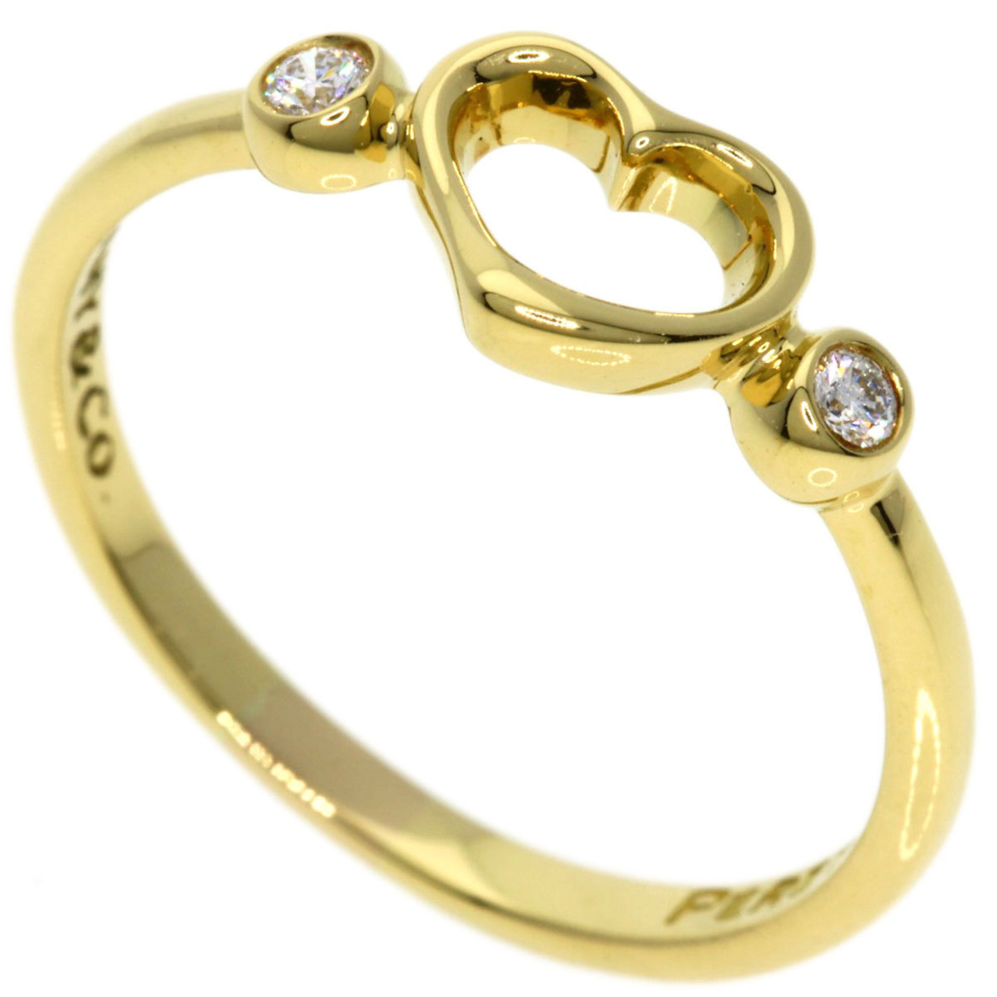 Tiffany & Co. Heart 2P Diamond Ring, 18K Yellow Gold, Women's, TIFFANY