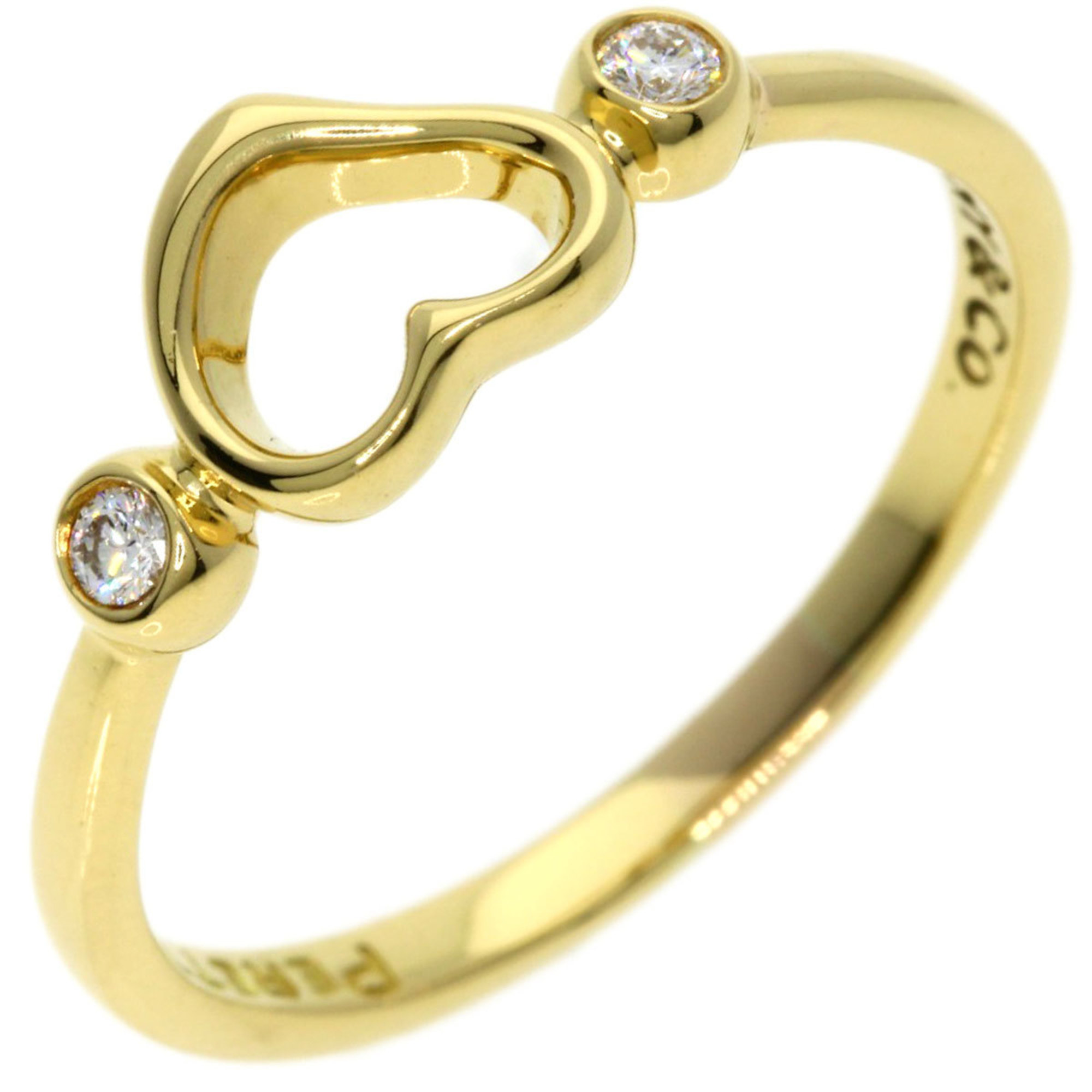 Tiffany & Co. Heart 2P Diamond Ring, 18K Yellow Gold, Women's, TIFFANY