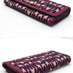 Miu Miu Miu Madras Bi-fold Long Wallet Jacquard Pink