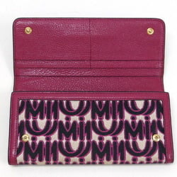 Miu Miu Miu Madras Bi-fold Long Wallet Jacquard Pink
