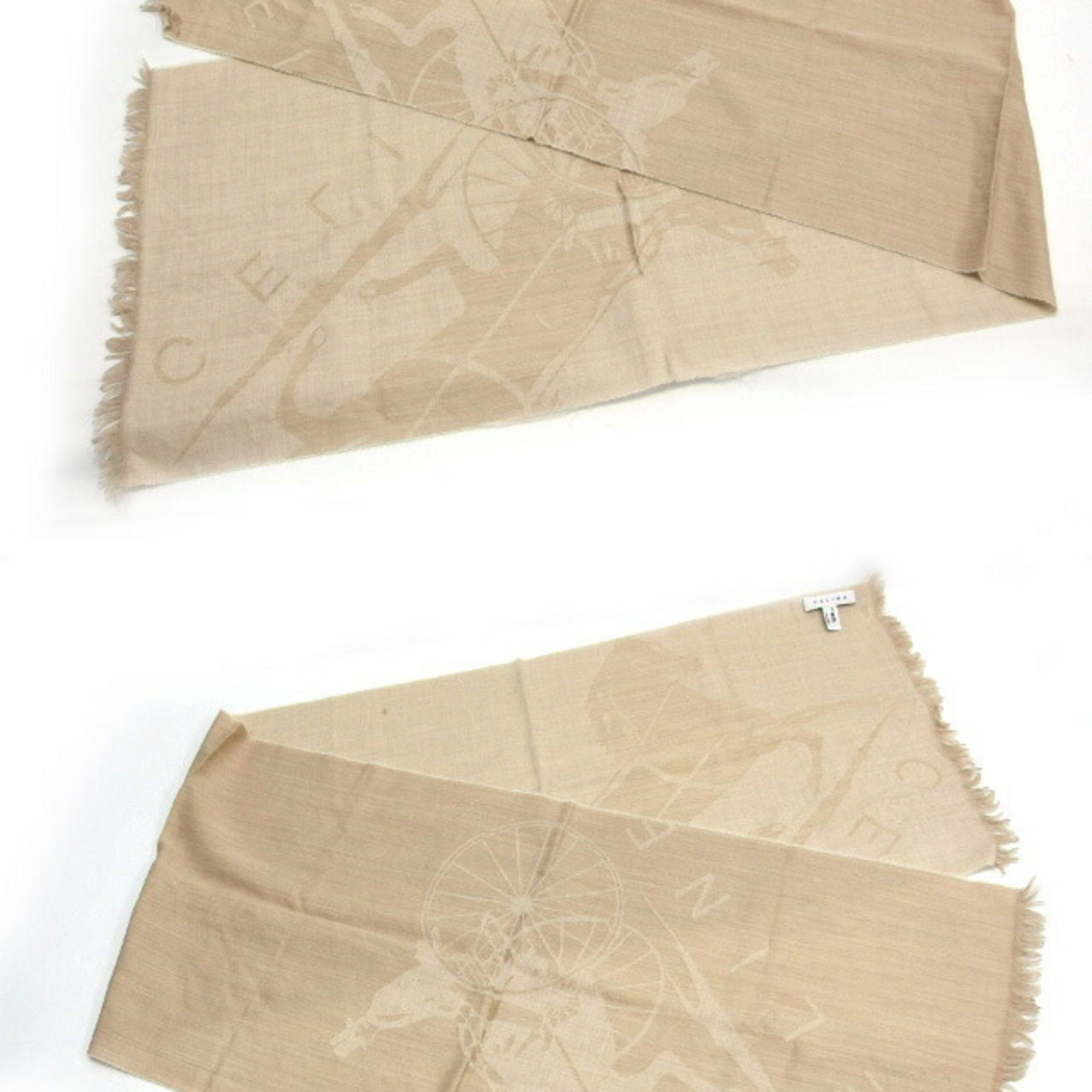 Celine Horse and Carriage Pattern Scarf Beige
