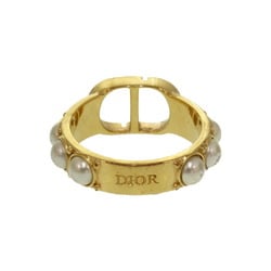 Christian Dior CD Fake Pearl Gold Ring Size 13 0195