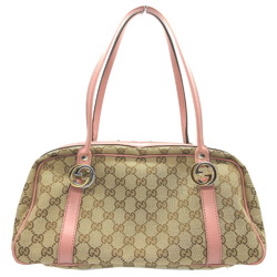 Gucci GG Twins 232958 Canvas Leather Beige Pink Shoulder Tote Bag 0398GUCCI