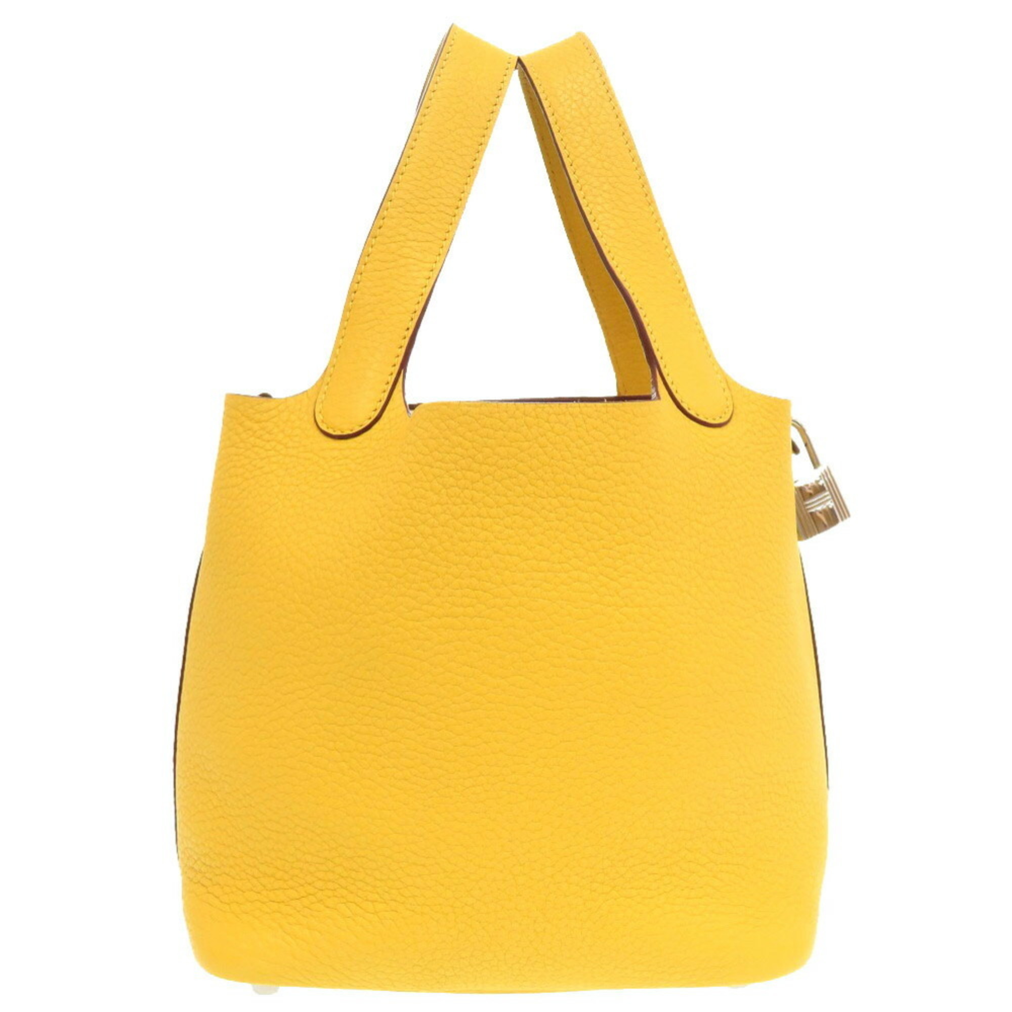 Hermes Picotin Lock PM Taurillon Clemence Soleil □M stamped handbag yellow 1504 HERMES