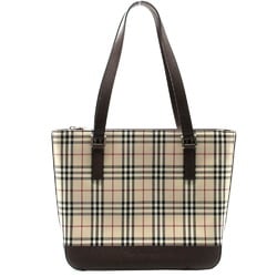 Burberry Check Canvas Leather Beige Brown Tote Bag 1110BURBERRY
