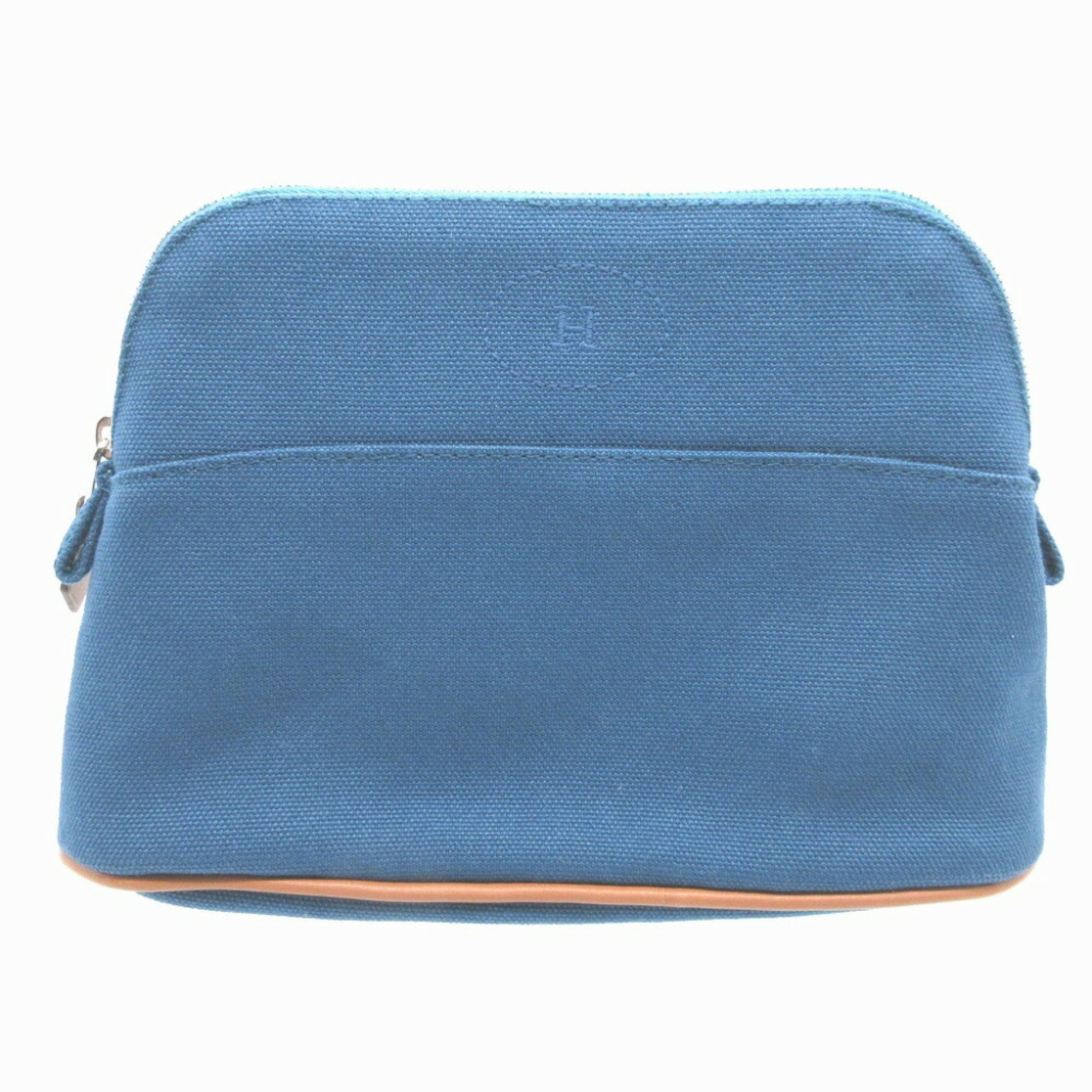 Hermes Canvas Blue Bolide Pouch 0276HERMES