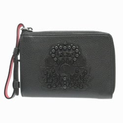 Christian Louboutin 3175117 Tinos Emblem Studs Leather Black Red L-shaped Wallet 1200Christian