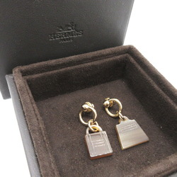 Hermes Amulet Maroquinier Kelly Padlock Buffalo Horn Metal Brown Earrings 0234HERMES