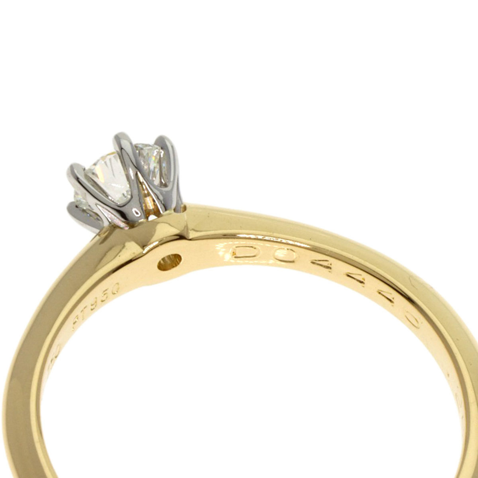 Tiffany Solitaire Diamond Ring, 18K Yellow Gold/PT950, Women's, TIFFANY&Co.