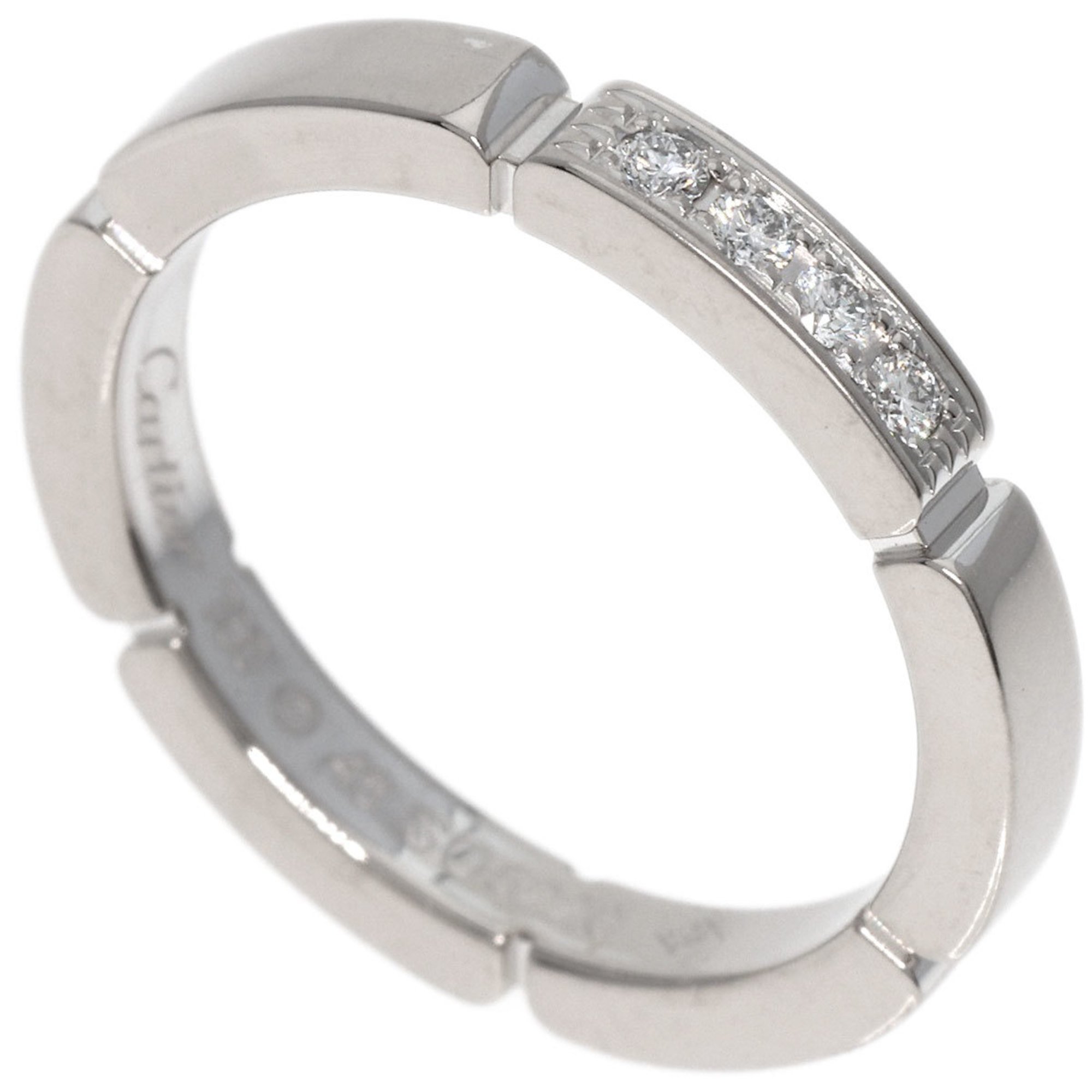Cartier Maillon Panthere 4P Diamond #48 Ring, K18 White Gold, Women's, CARTIER