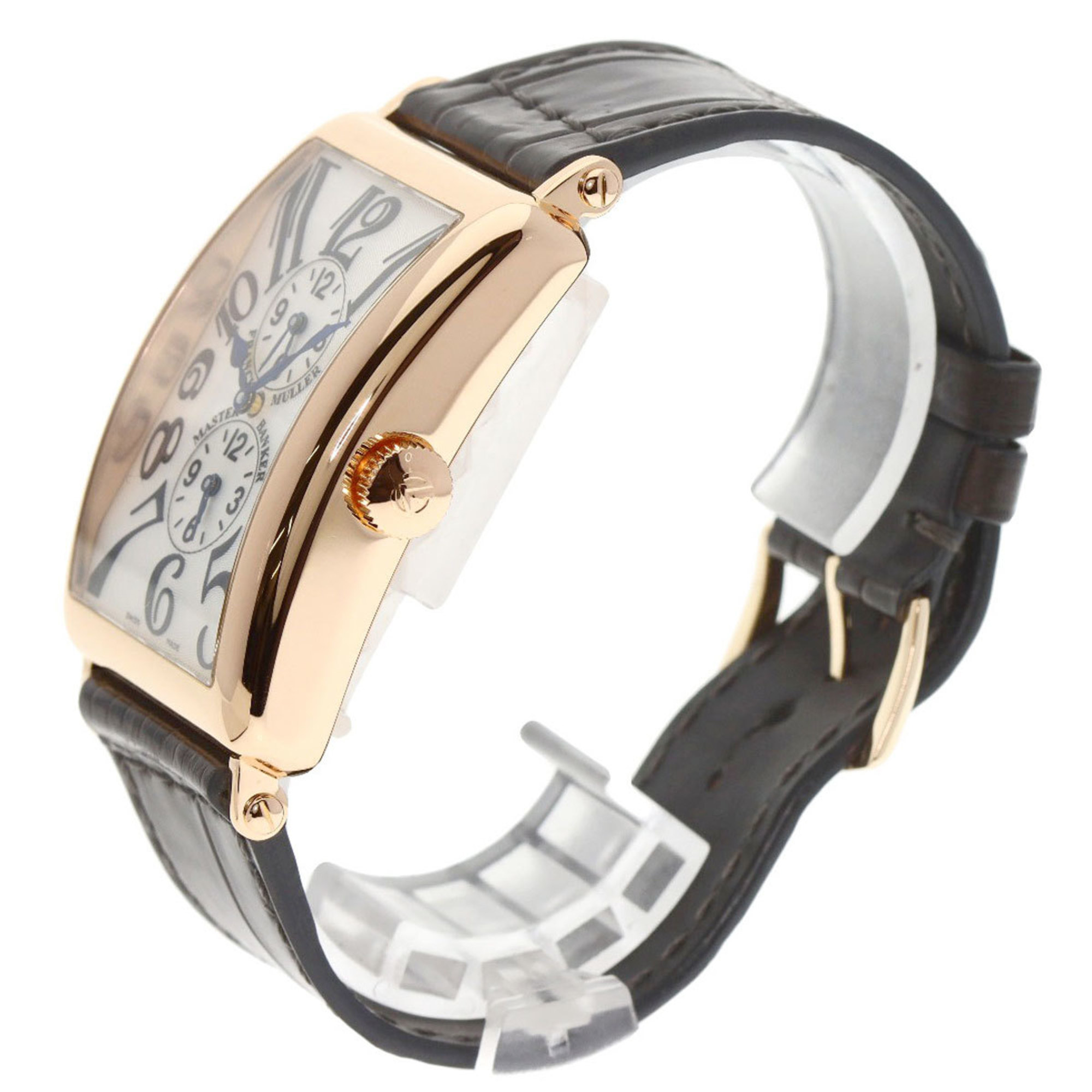 Franck Muller 1200MB Long Island Master Banker Watch, 18K Pink Gold/Leather, Men's,