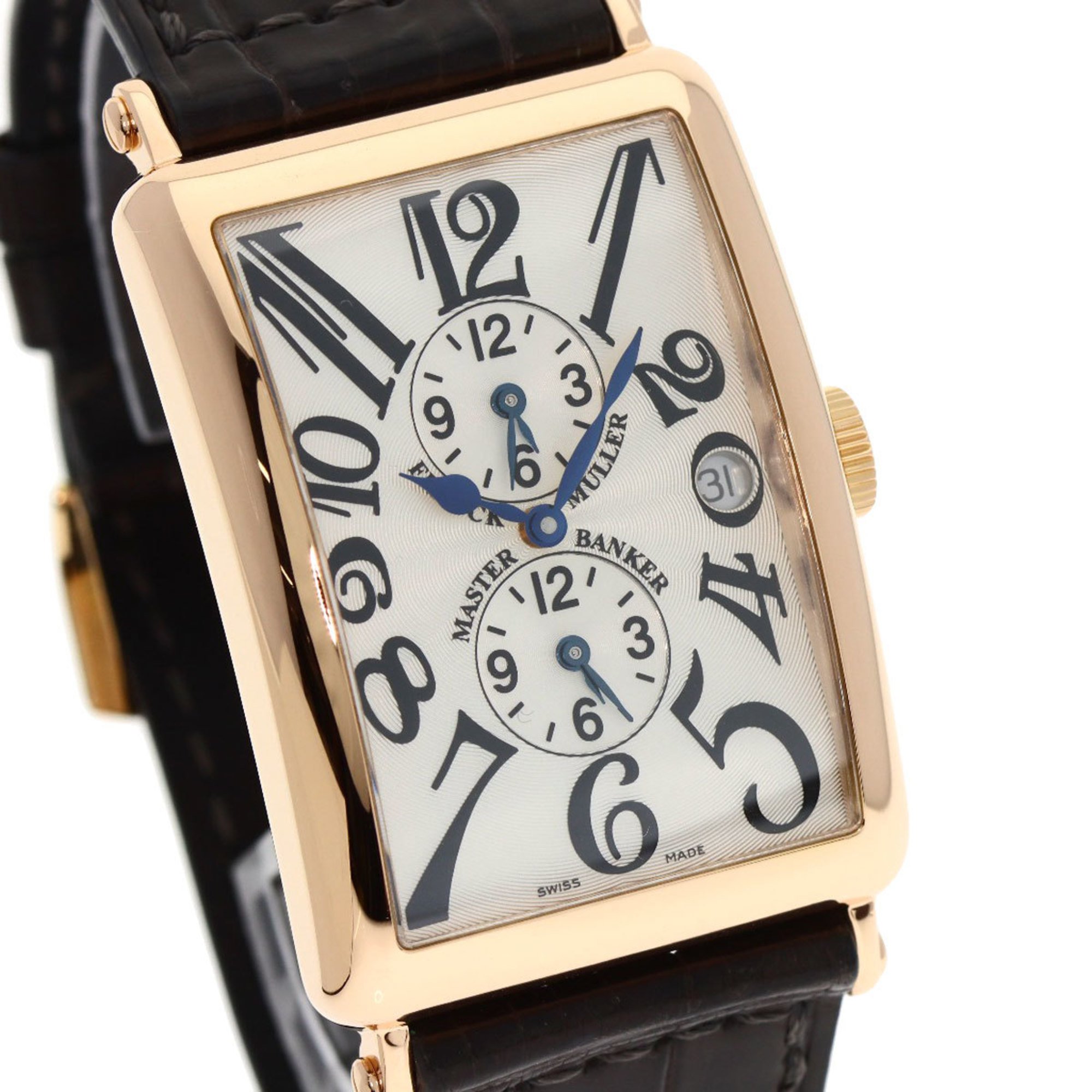 Franck Muller 1200MB Long Island Master Banker Watch, 18K Pink Gold/Leather, Men's,