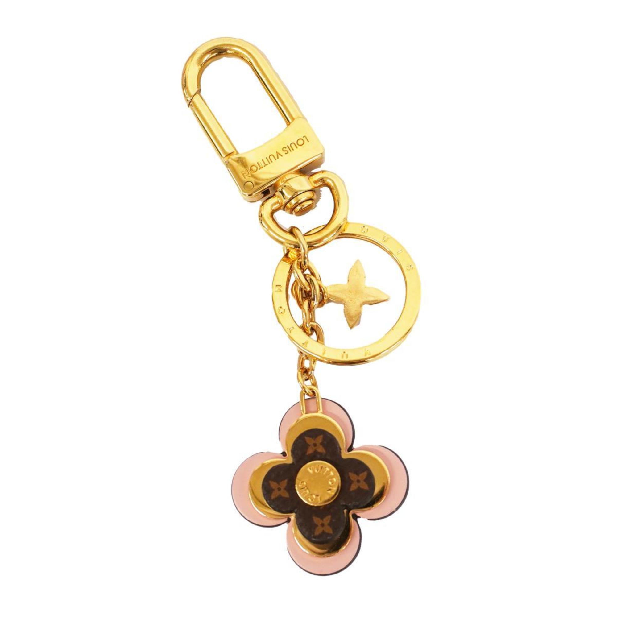 Louis Vuitton Keychain Monogram Portocle Blooming Flower BB M63085 Brown Light Pink Women's