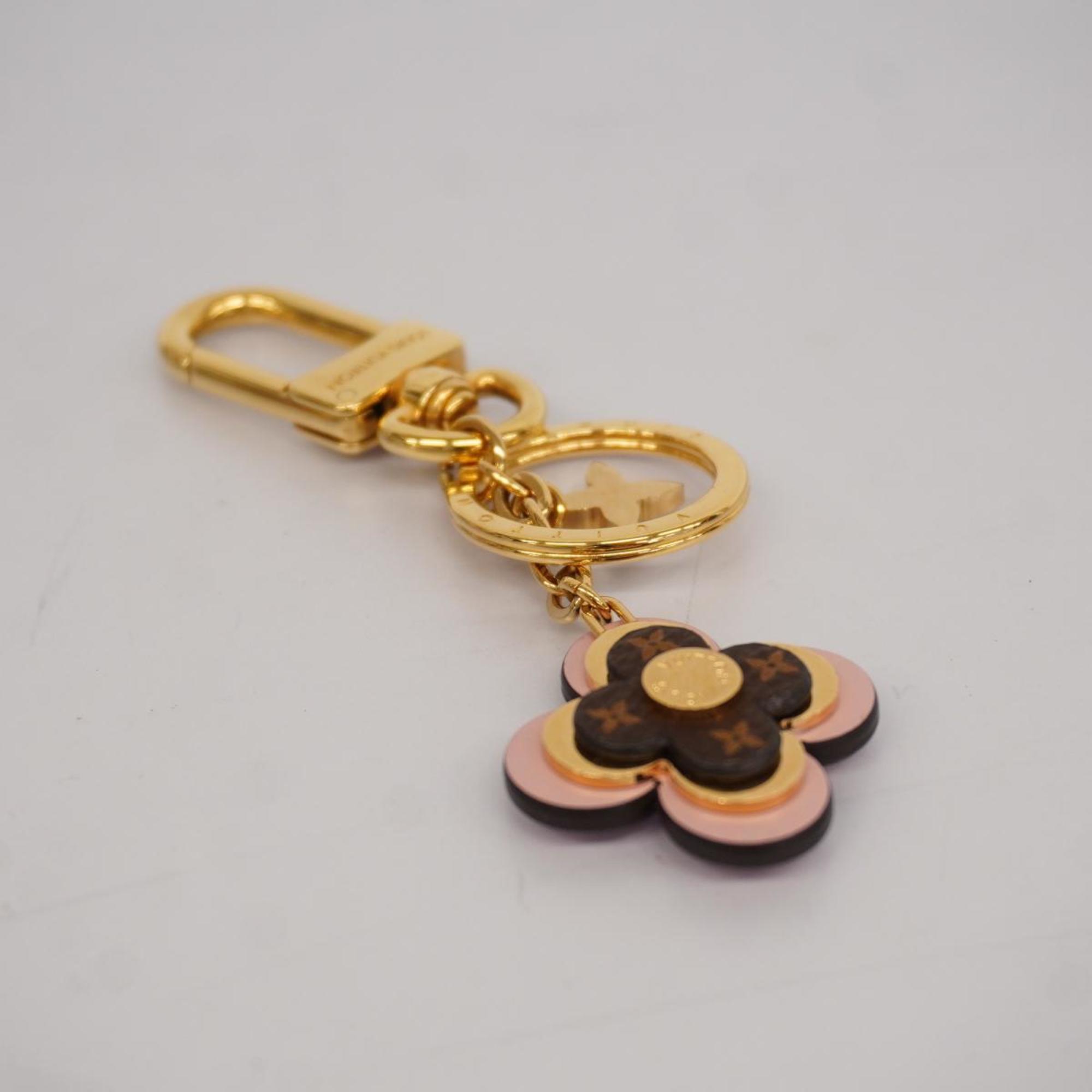 Louis Vuitton Keychain Monogram Portocle Blooming Flower BB M63085 Brown Light Pink Women's