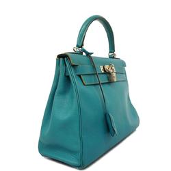 Hermes handbag Kelly 28 □I stamp Chevre turquoise ladies
