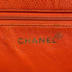 Chanel Shoulder Bag Caviar Skin Orange Women's