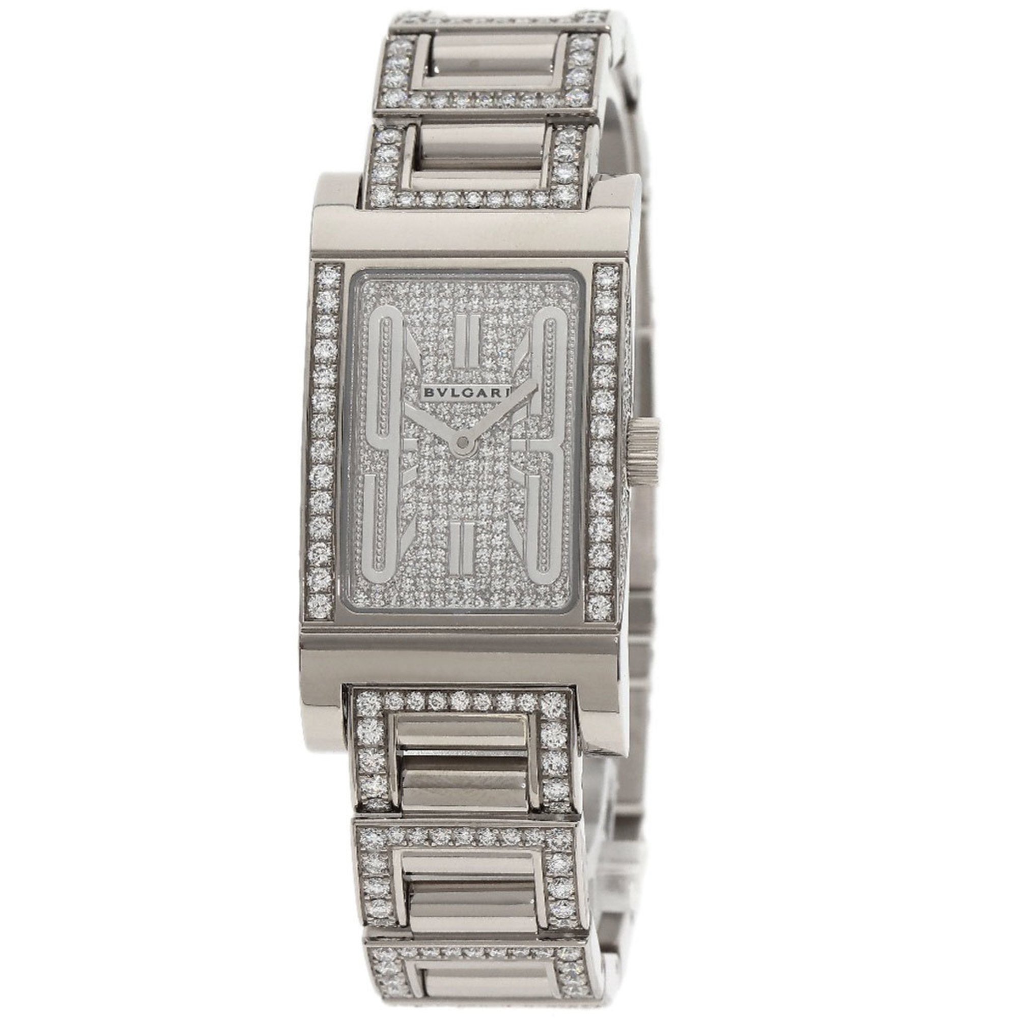 BVLGARI RTW39G Rettangolo Diamond Watch, K18 White Gold/K18WG x Diamond, Women's