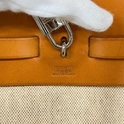 Hermes Handbag Airbag MM □B Stamp Toile H Natural Women's