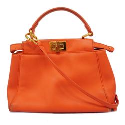 Fendi handbag peekaboo leather orange ladies