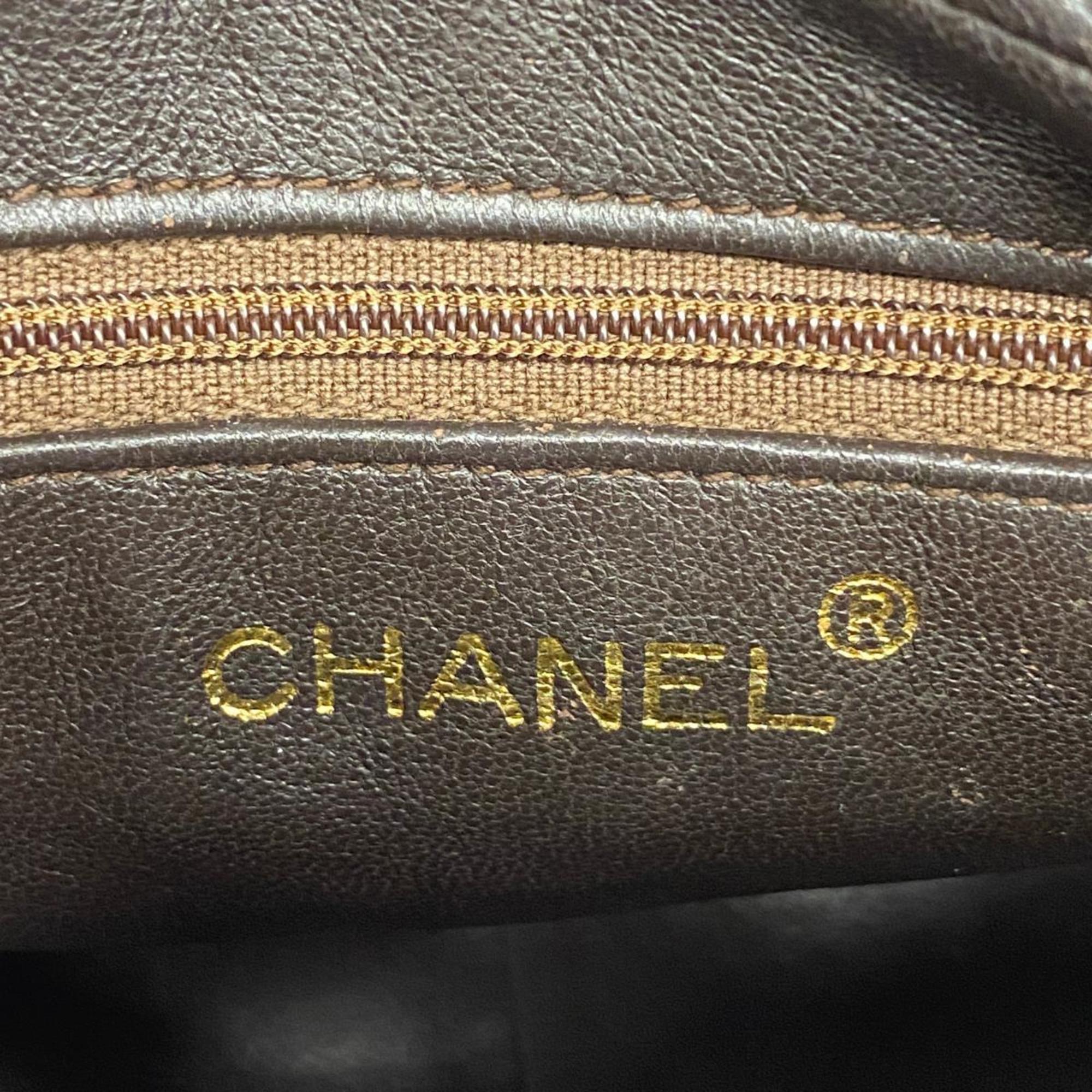 Chanel Shoulder Bag with Matelasse Suede Brown Women's