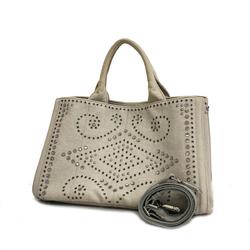 Prada handbag canapa canvas light grey ladies