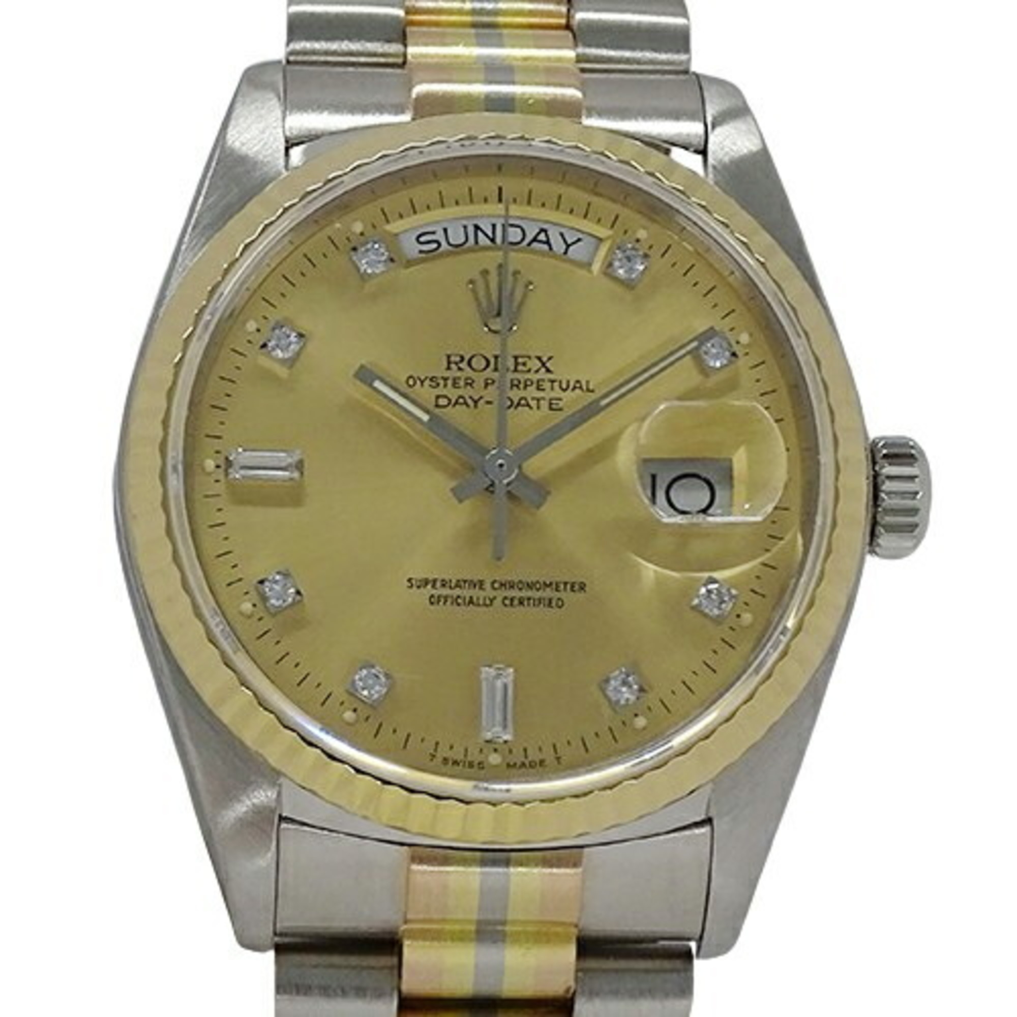 Rolex ROLEX Day Date Torridor 18039B 89th series Men's watch 8P diamond 2P bucket Automatic AT 18K 750WG YG PG Polished