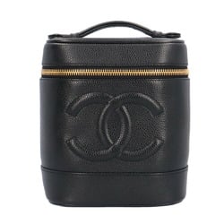 Chanel Vanity Coco Mark Handbag Caviar Skin A01998 Black Women's CHANEL